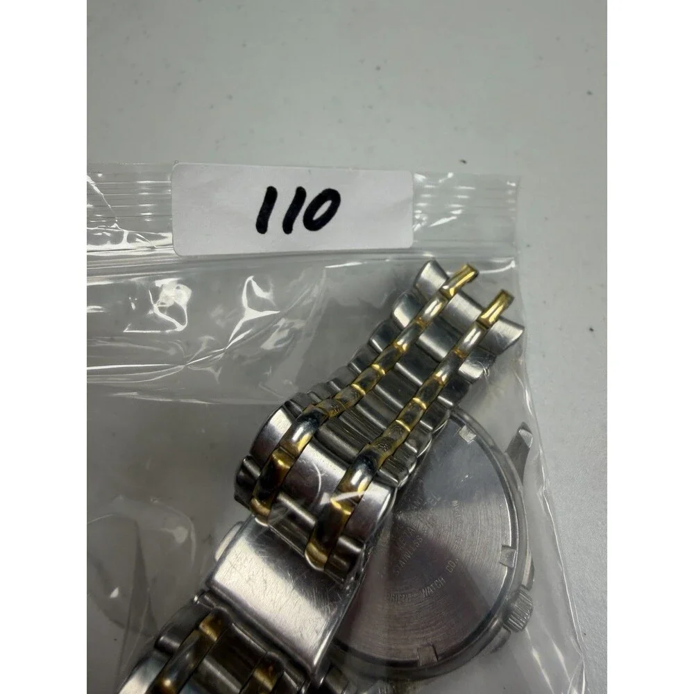 Orient C77005-60CA Quartz Black Dial Date Two Tone Watch For Parts Repair
